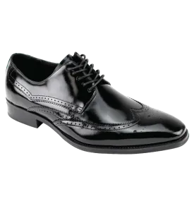 Giovanni Black wingtips lace-up men's dress shoes Italian style genuine leather