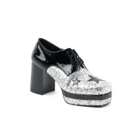 GLAMROCK-02 Fancy Dress Costume Funtasma Men's Shoes Black Pat-Slv Gltr