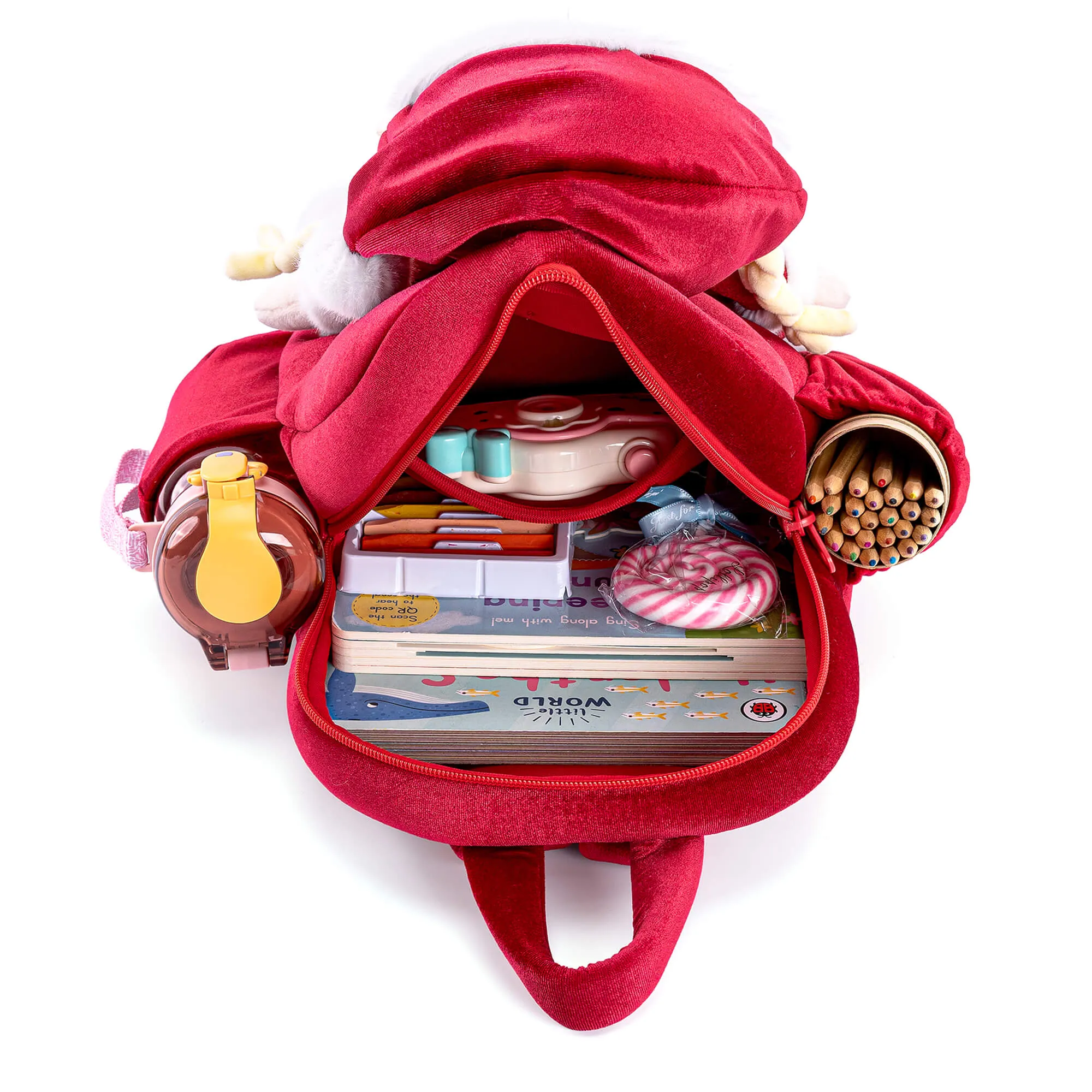 Gloveleya 11-inch Christmas Santa Doll Backpacks Red