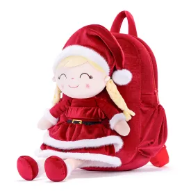Gloveleya 11-inch Christmas Santa Doll Backpacks Red