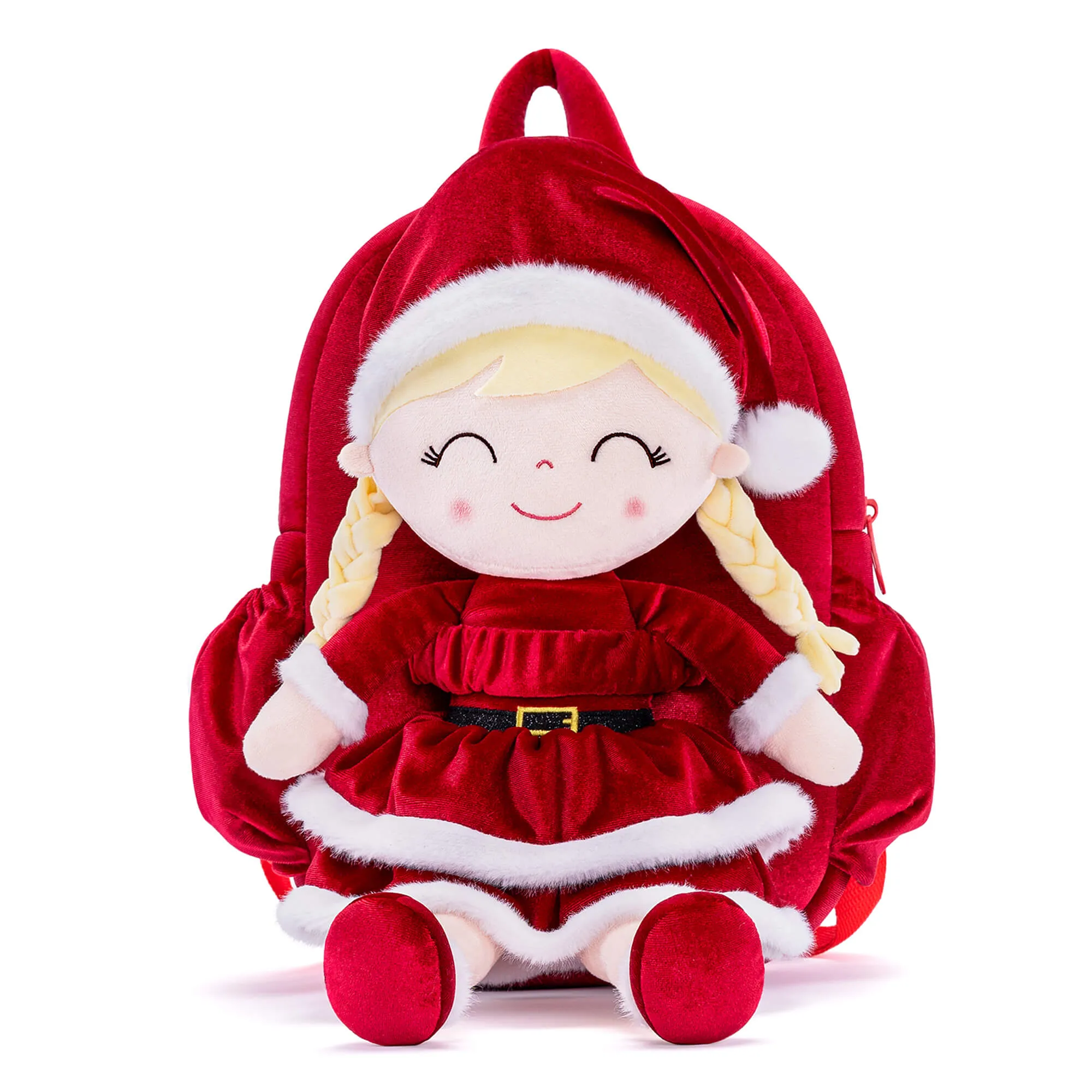Gloveleya 11-inch Christmas Santa Doll Backpacks Red