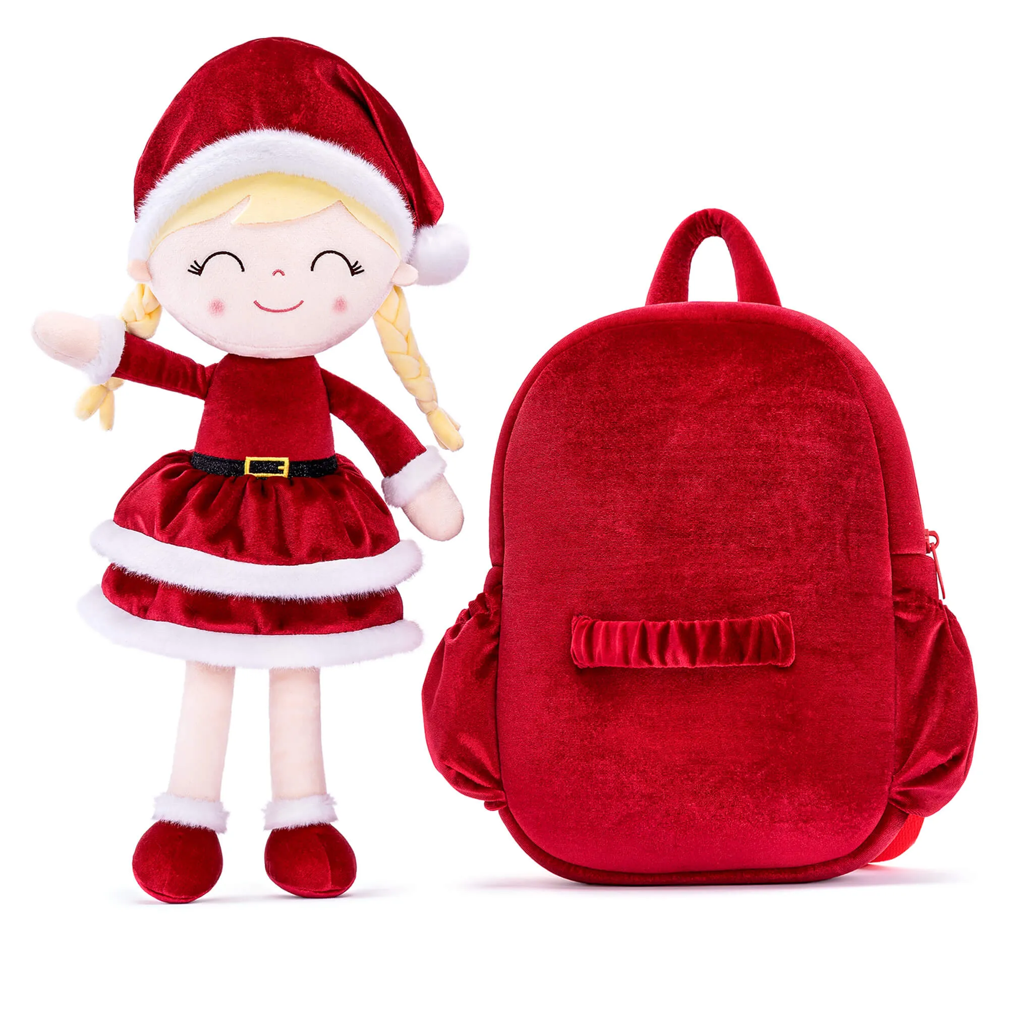 Gloveleya 11-inch Christmas Santa Doll Backpacks Red