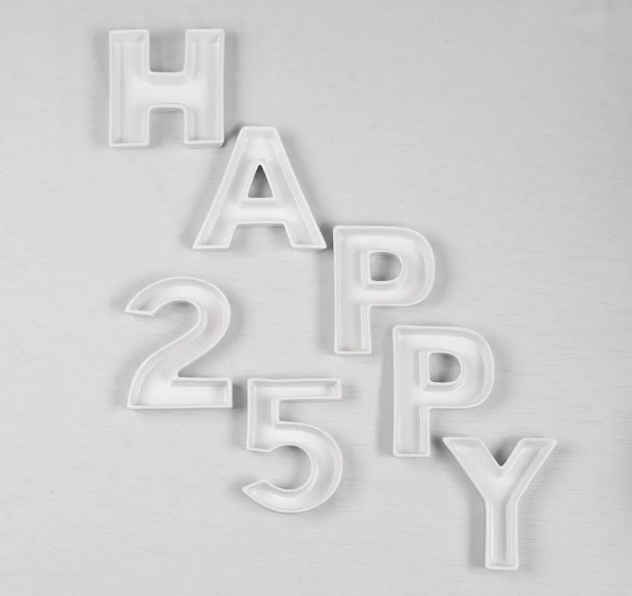HAPPY 25 Ceramic Letter Dishes