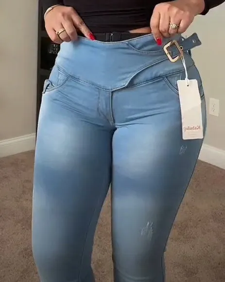 High-Rise-Slim-Fit-Faja-Jeans für Kurven