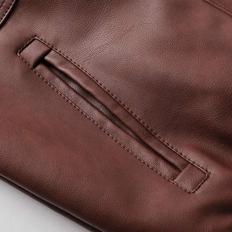Hooded Leather Jackets / Men Casual Coat / Motorcycle Jackets