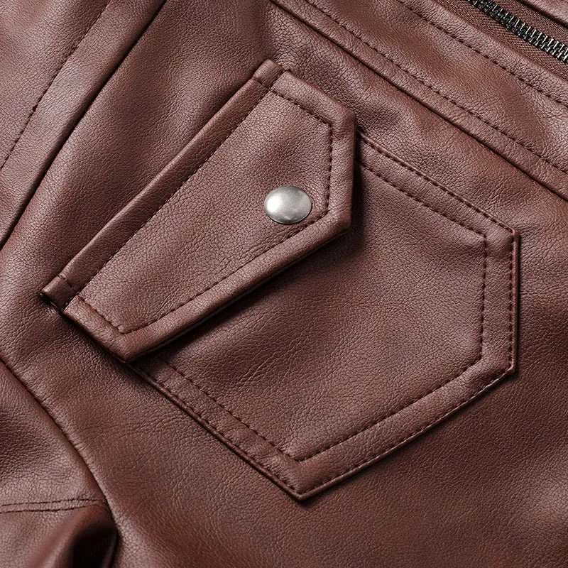 Hooded Leather Jackets / Men Casual Coat / Motorcycle Jackets