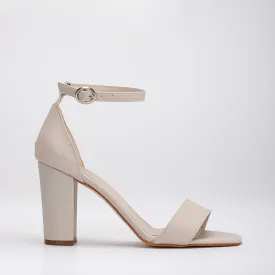 Jess - Beige Open Toe Block Heels
