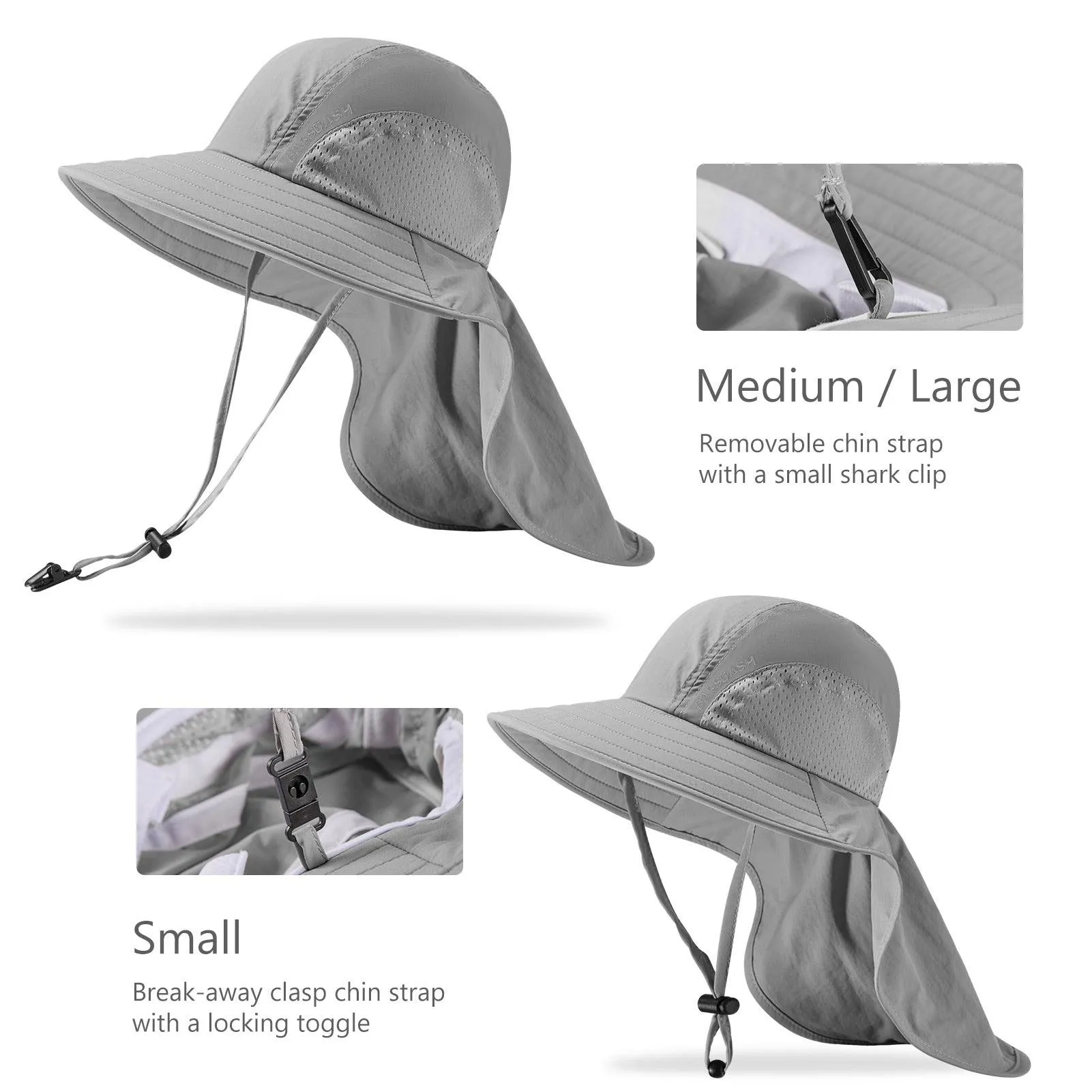 Kids' UPF 50  Wide Brim Sun Hat with Neck Flap