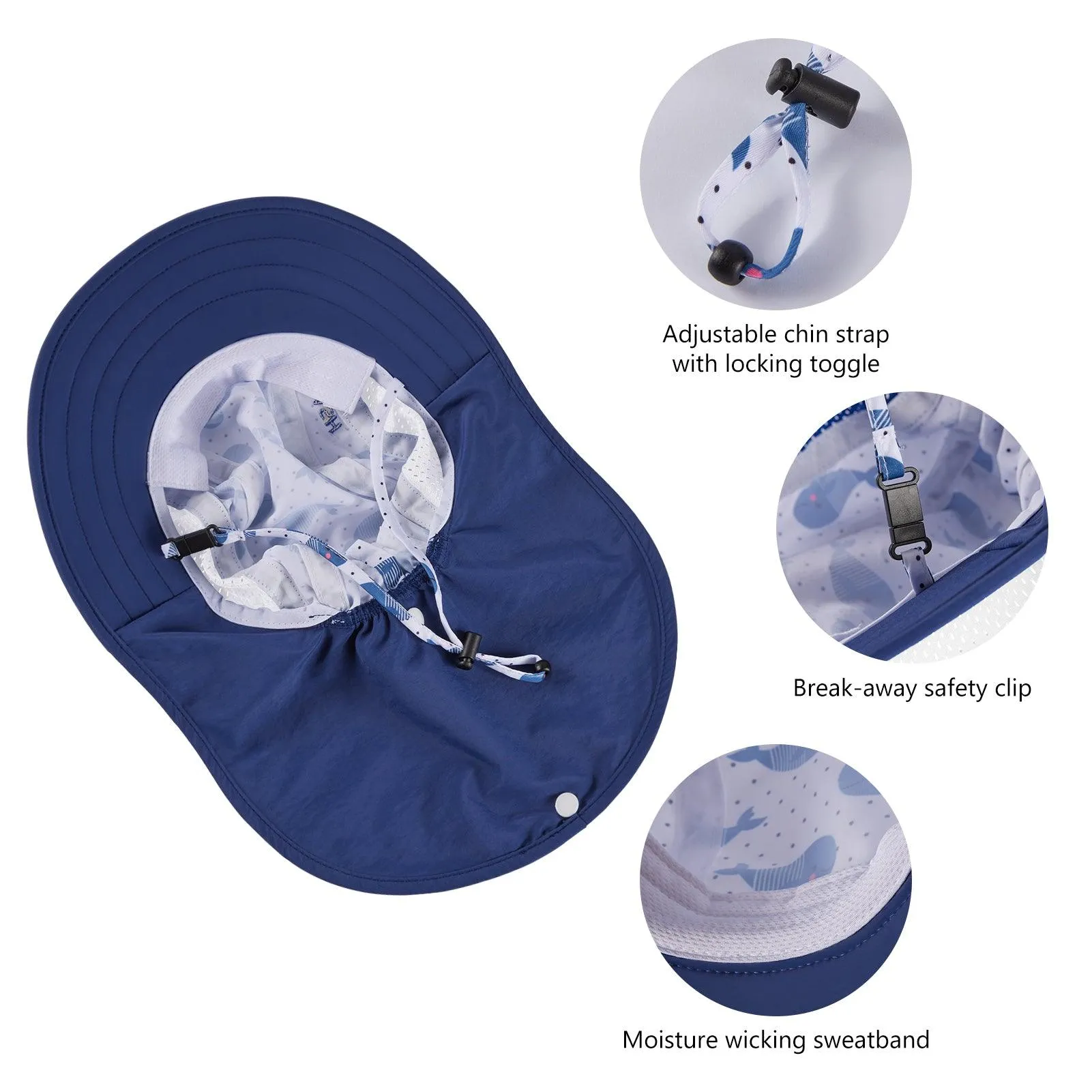 Kids' UPF 50  Wide Brim Sun Hat with Neck Flap