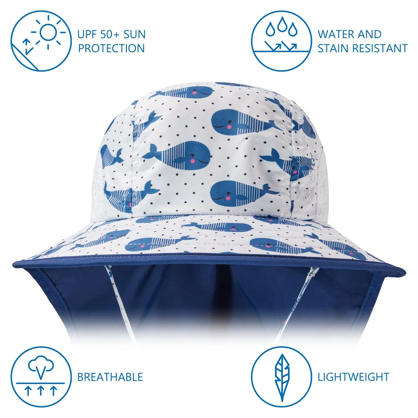 Kids' UPF 50  Wide Brim Sun Hat with Neck Flap