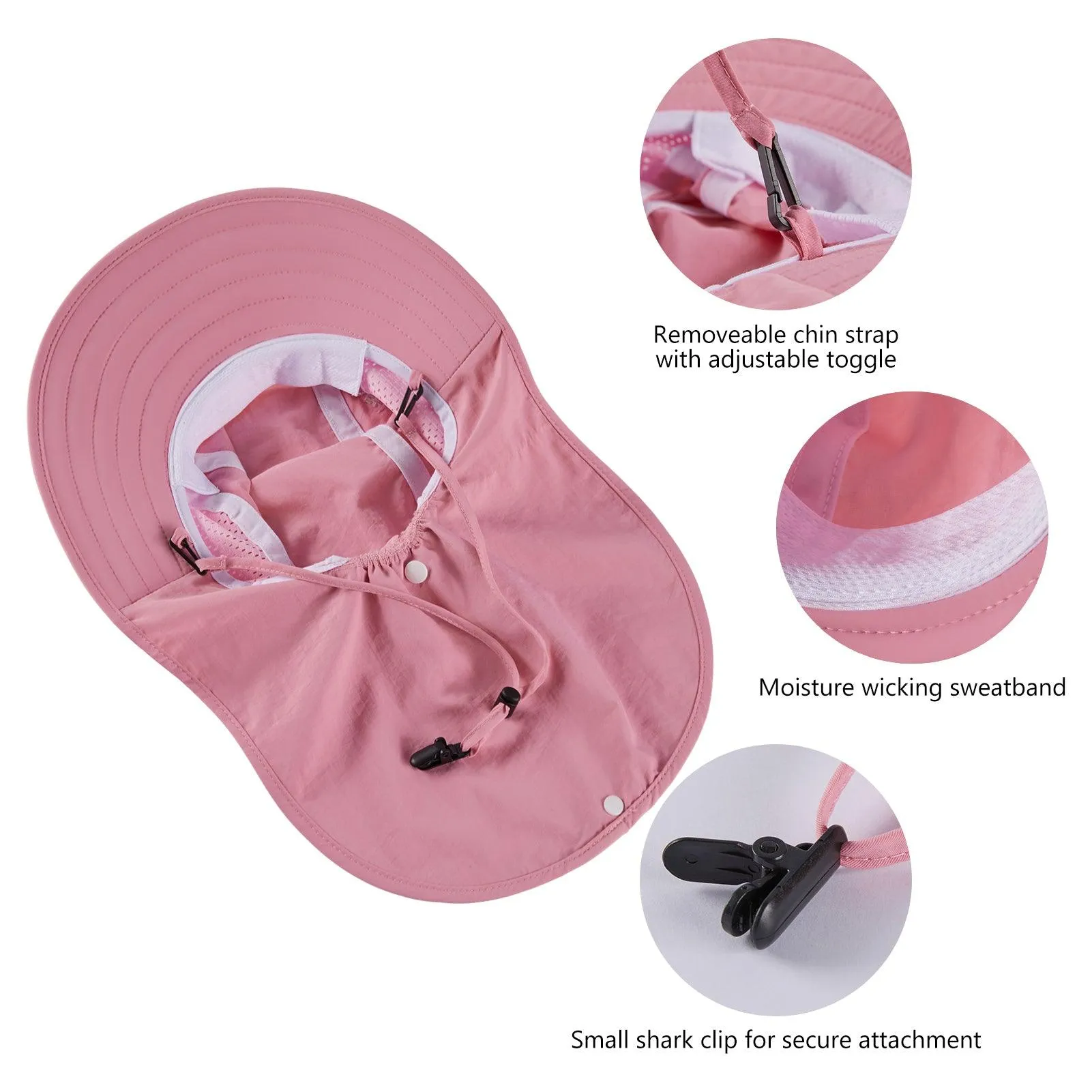 Kids' UPF 50  Wide Brim Sun Hat with Neck Flap