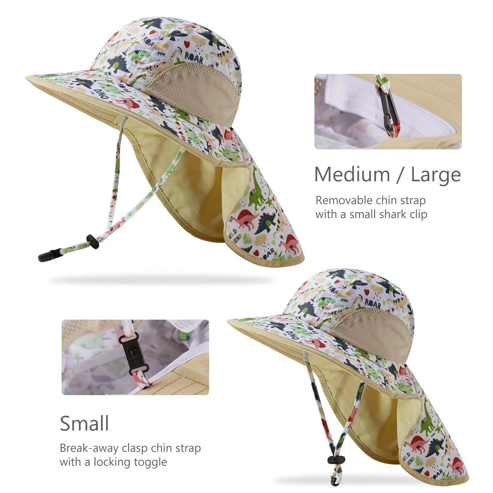 Kids' UPF 50  Wide Brim Sun Hat with Neck Flap