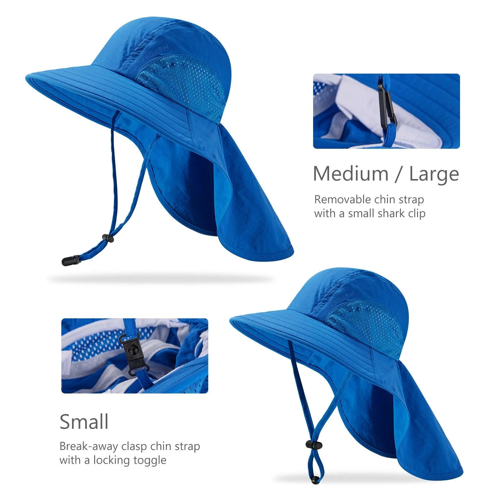 Kids' UPF 50  Wide Brim Sun Hat with Neck Flap