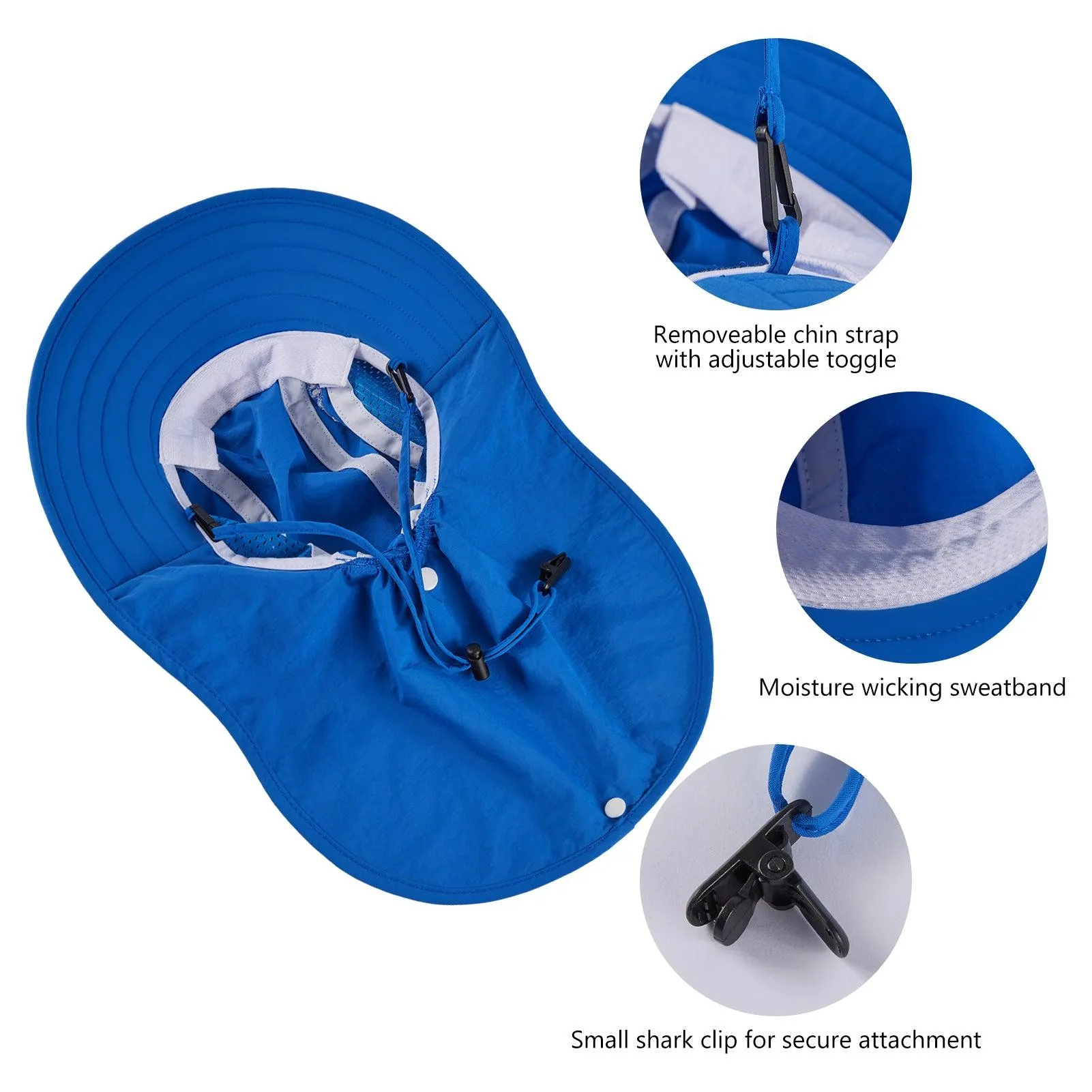 Kids' UPF 50  Wide Brim Sun Hat with Neck Flap