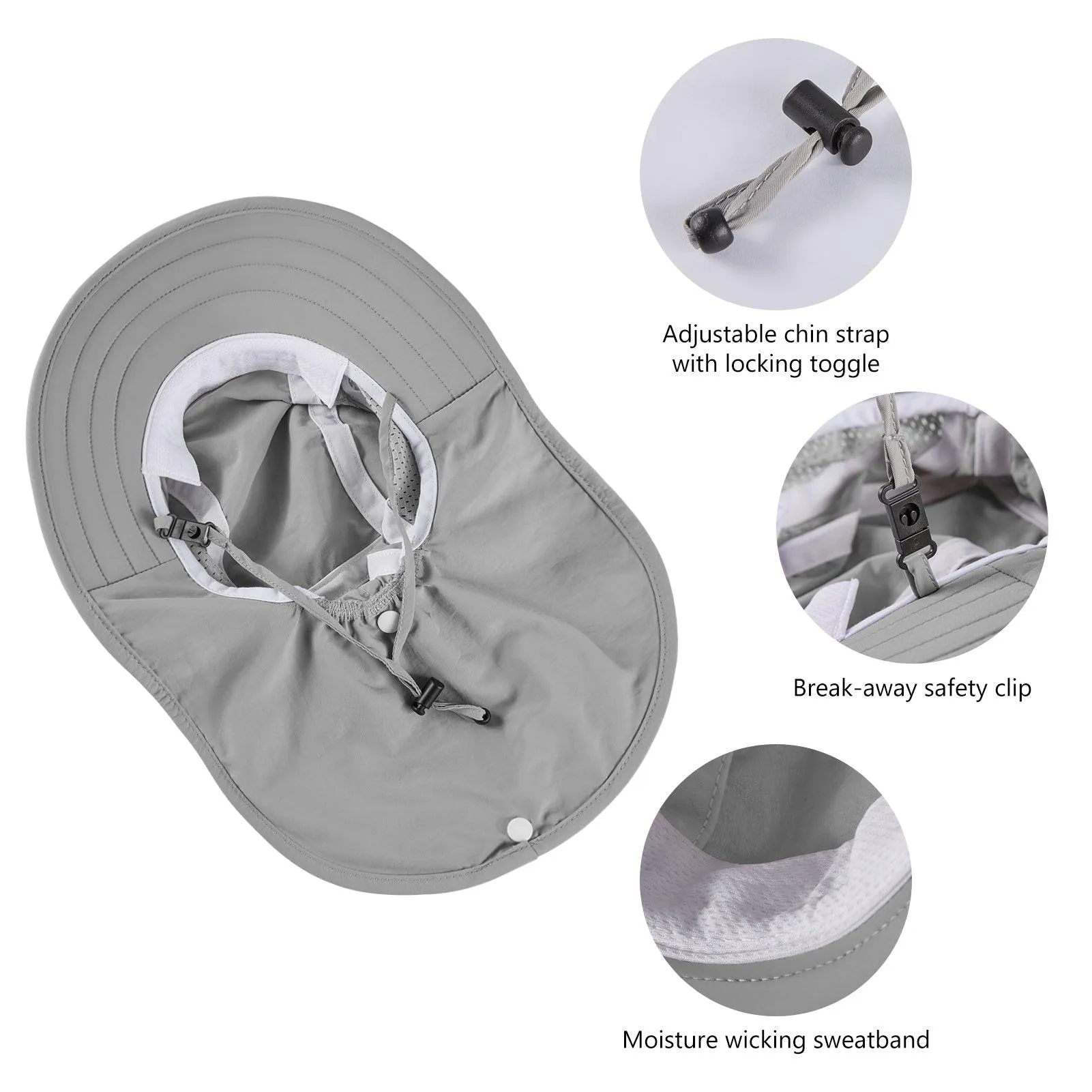Kids' UPF 50  Wide Brim Sun Hat with Neck Flap