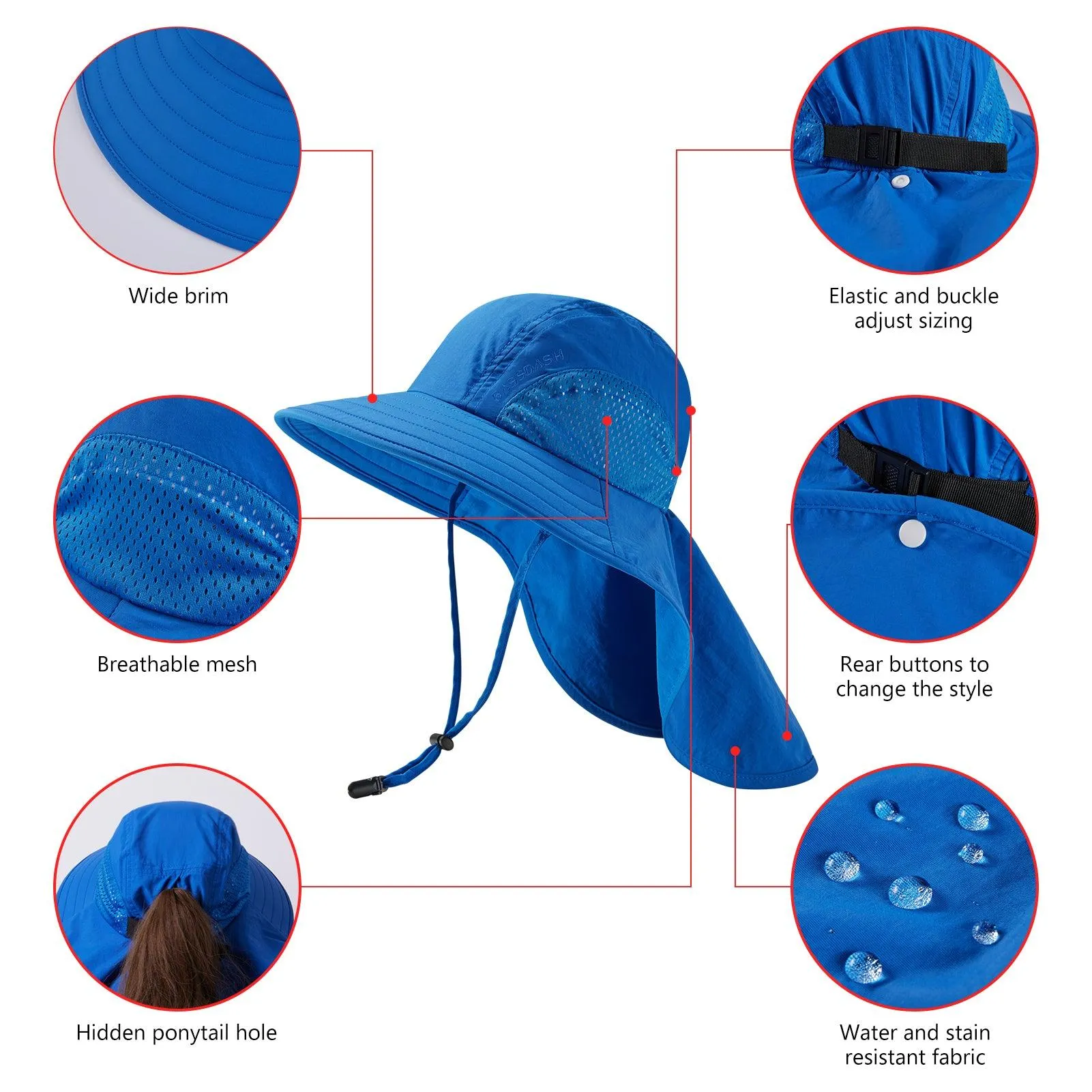Kids' UPF 50  Wide Brim Sun Hat with Neck Flap