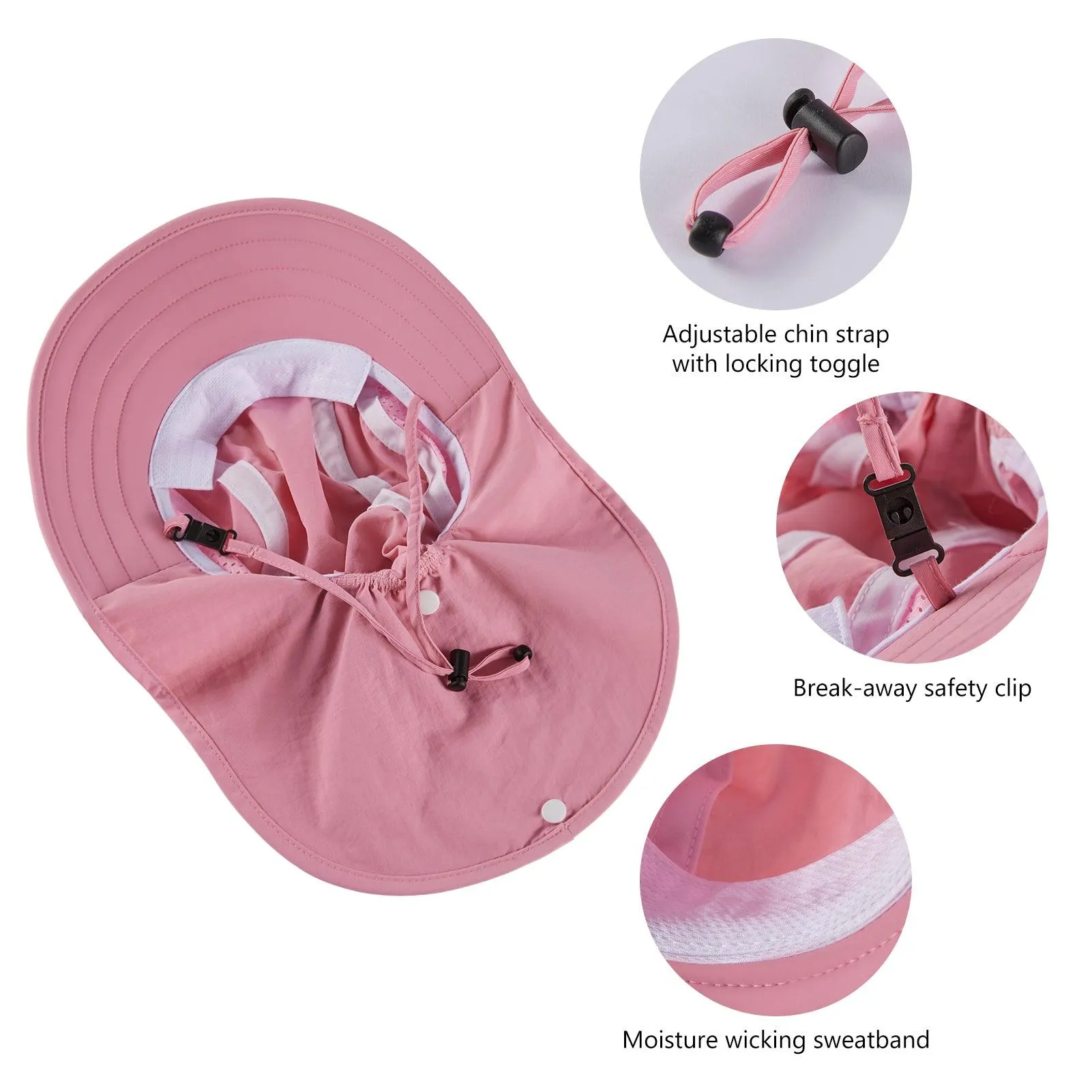 Kids' UPF 50  Wide Brim Sun Hat with Neck Flap