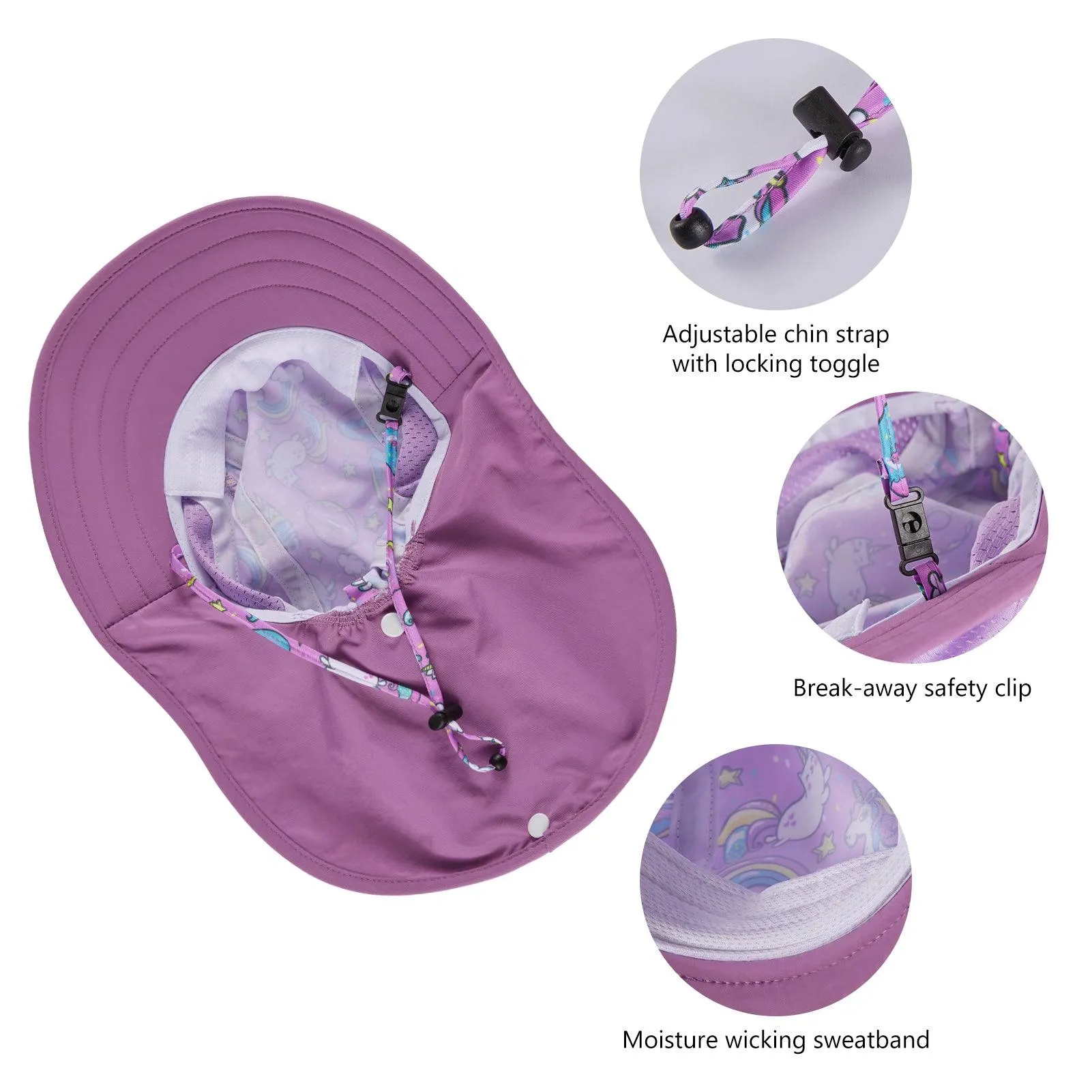 Kids' UPF 50  Wide Brim Sun Hat with Neck Flap