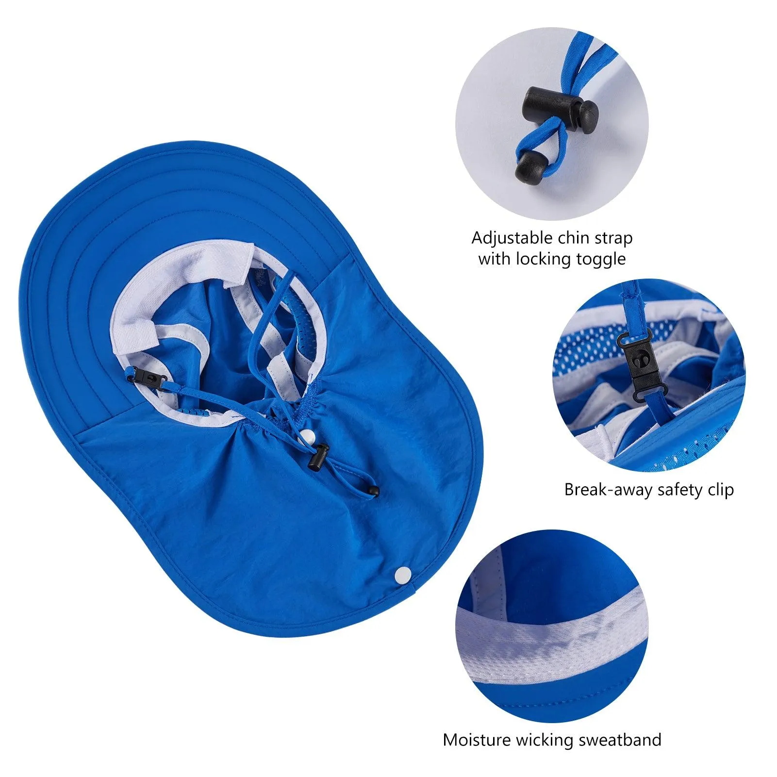 Kids' UPF 50  Wide Brim Sun Hat with Neck Flap