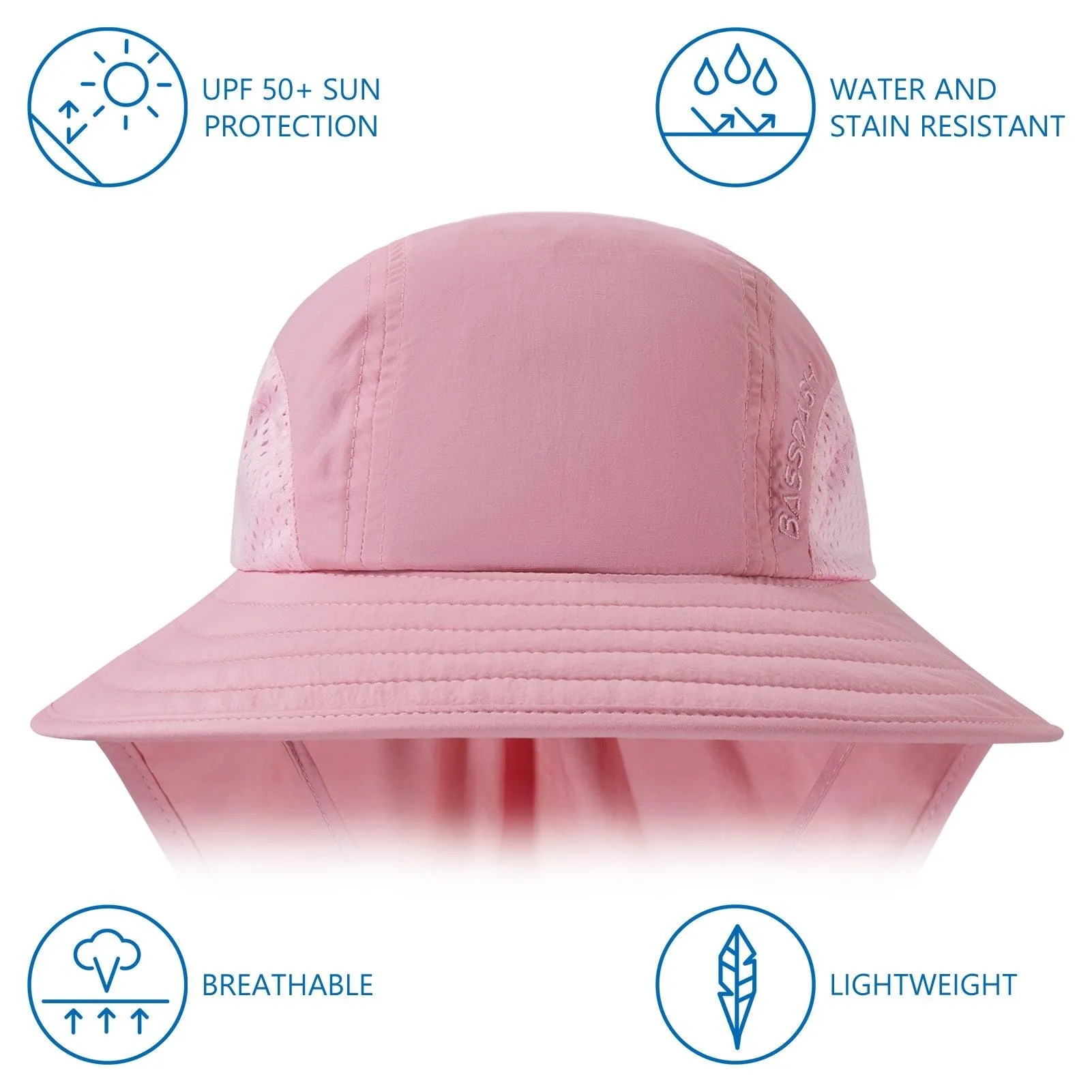 Kids' UPF 50  Wide Brim Sun Hat with Neck Flap