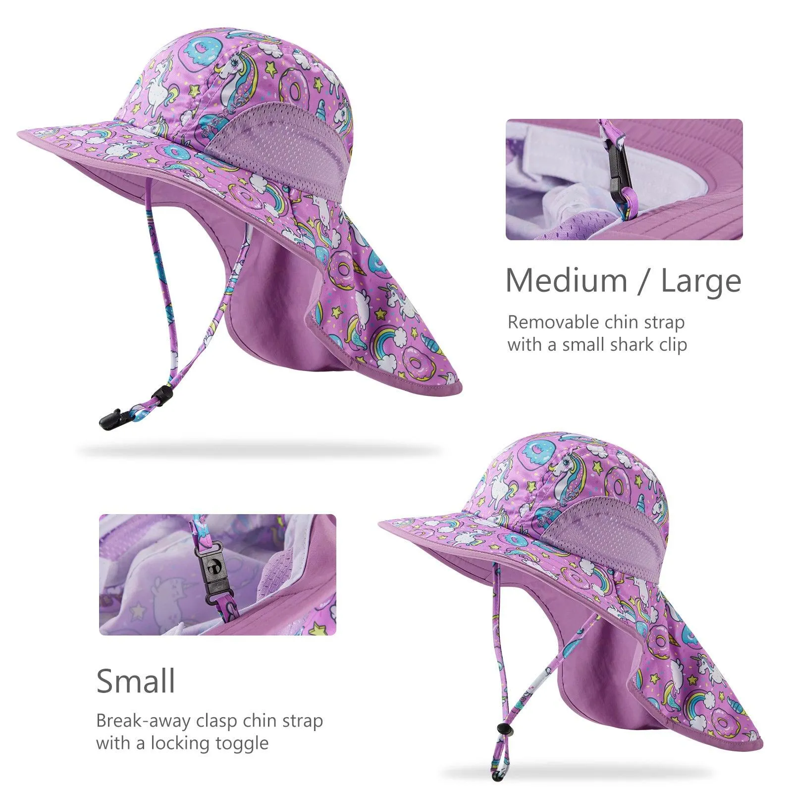 Kids' UPF 50  Wide Brim Sun Hat with Neck Flap