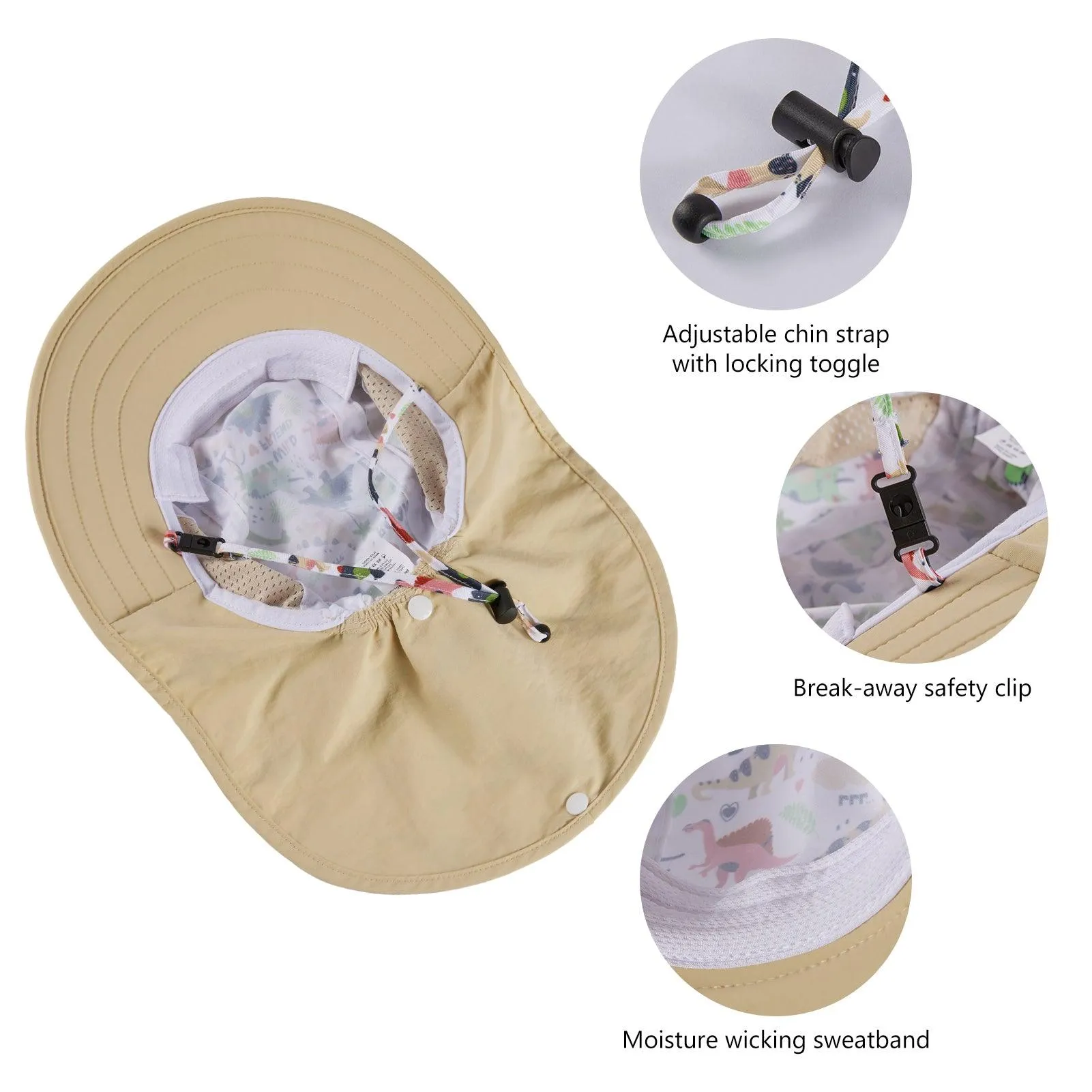 Kids' UPF 50  Wide Brim Sun Hat with Neck Flap