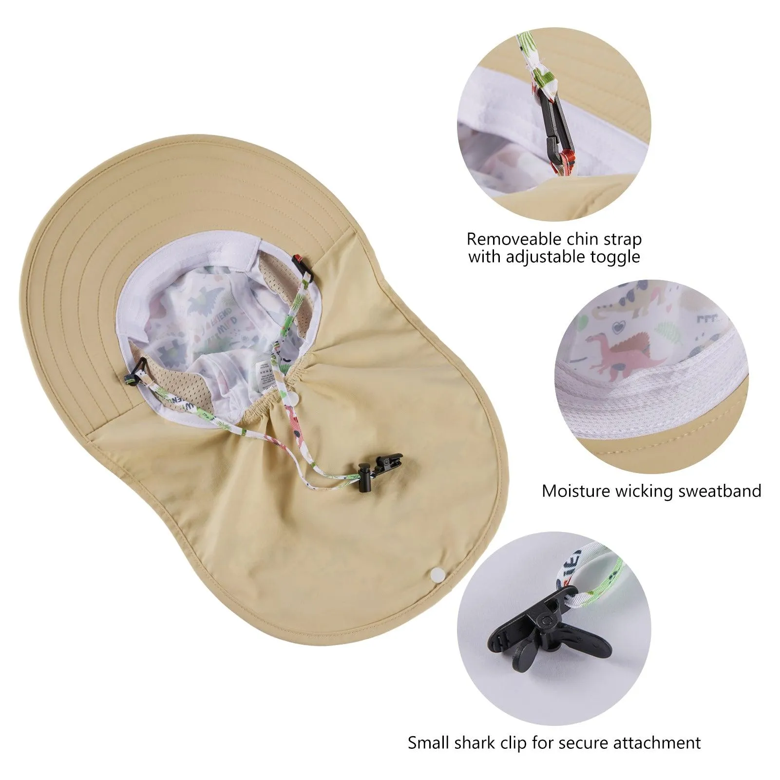 Kids' UPF 50  Wide Brim Sun Hat with Neck Flap