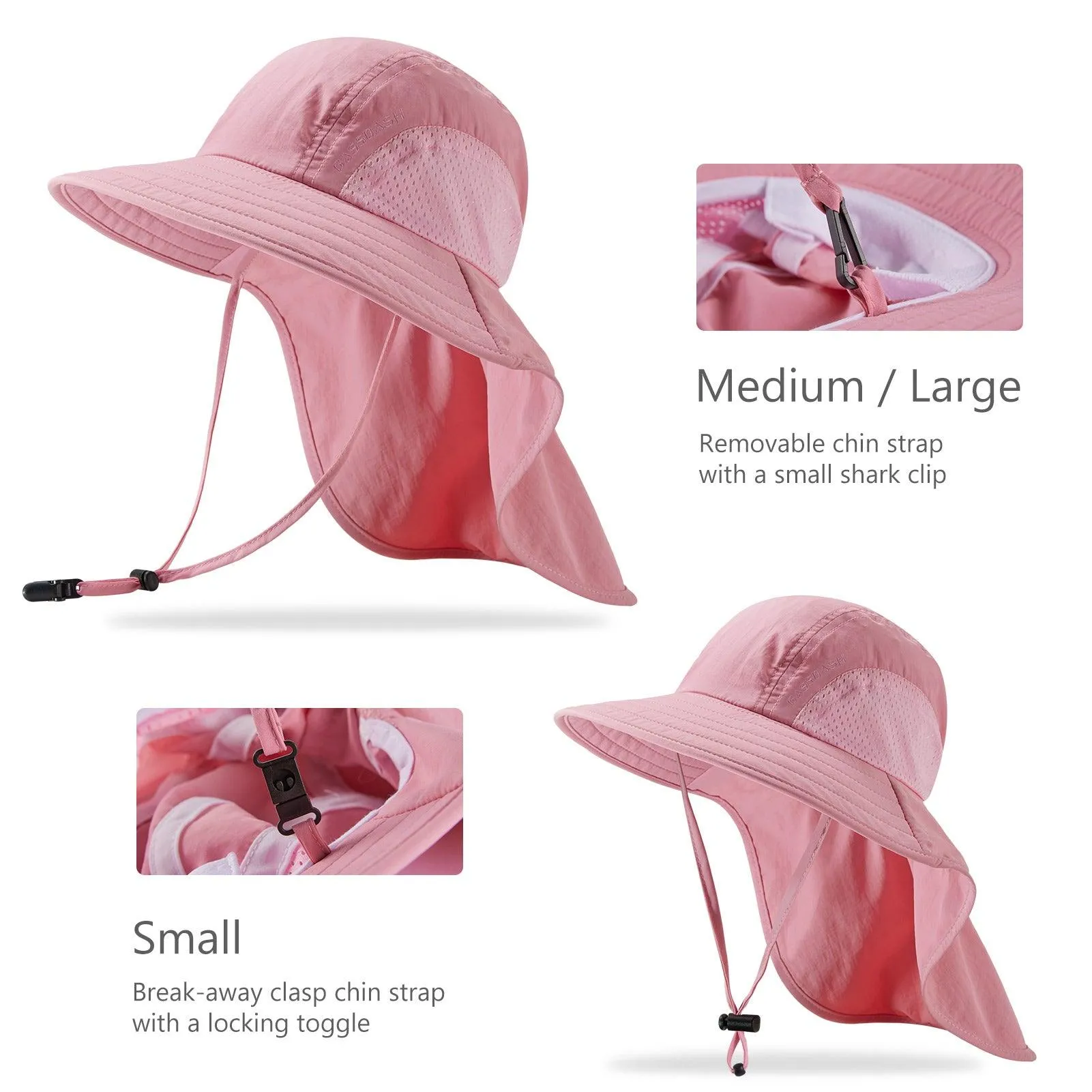 Kids' UPF 50  Wide Brim Sun Hat with Neck Flap