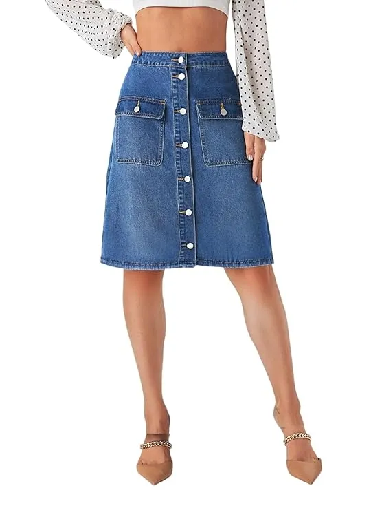 KOTTY Women's Denim Knee-Length Pencil Skirts