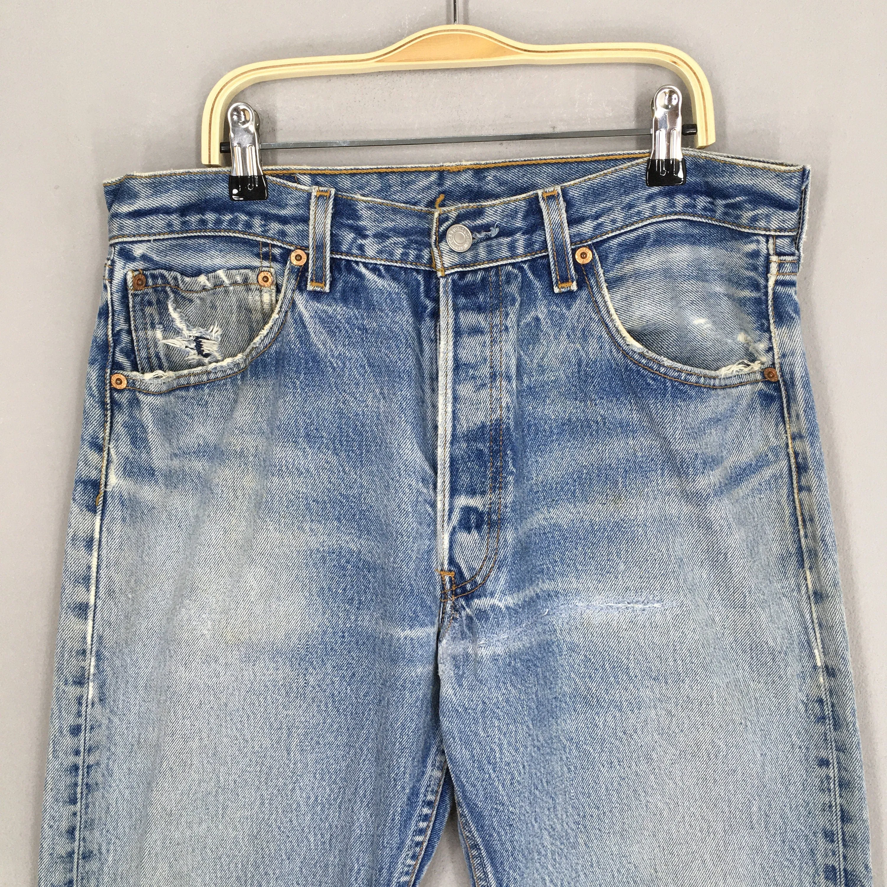 Levi's 501XX Distressed Faded Stonewash Jeans Size 31x29.5