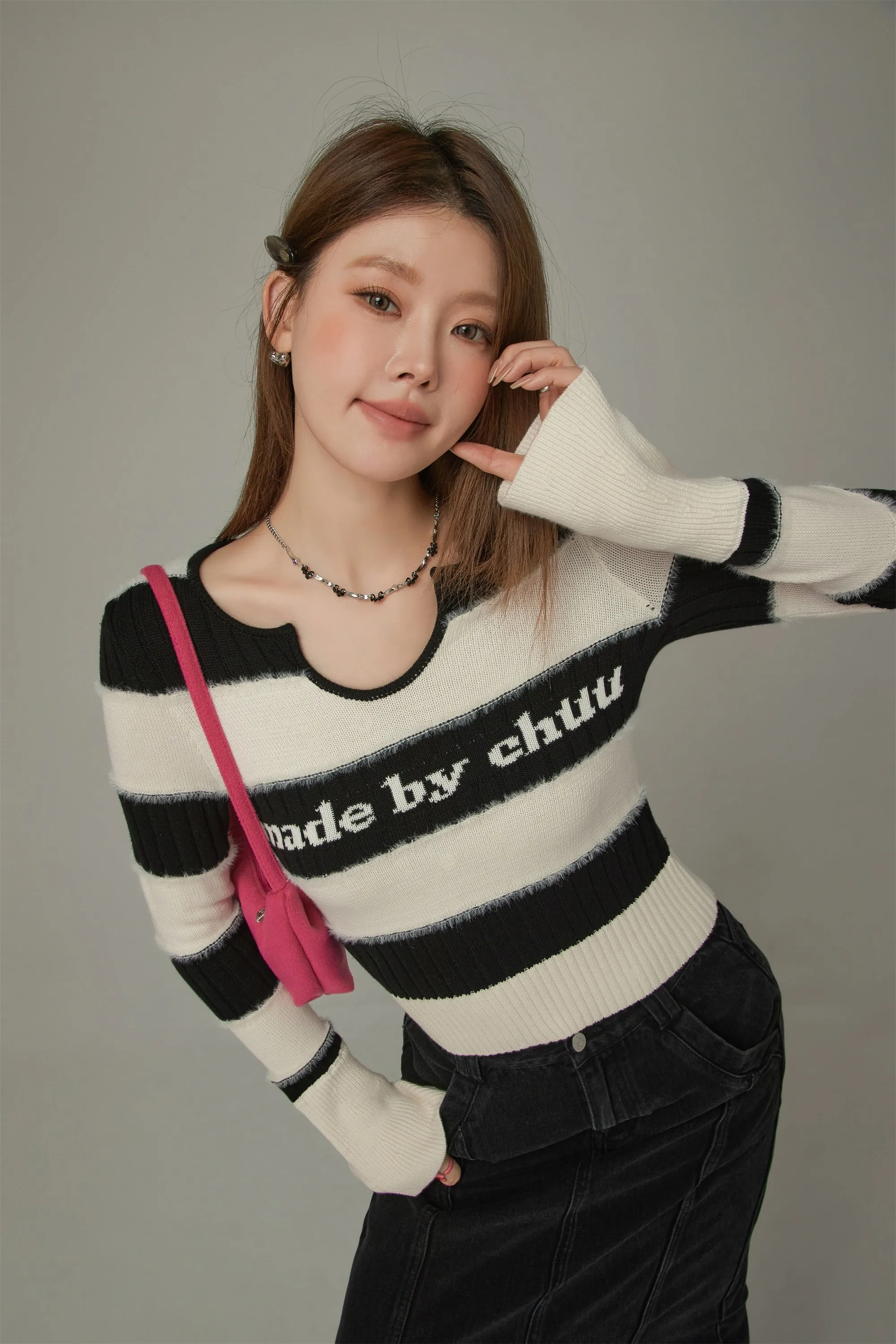 Logo Color Stripe Knit Sweater