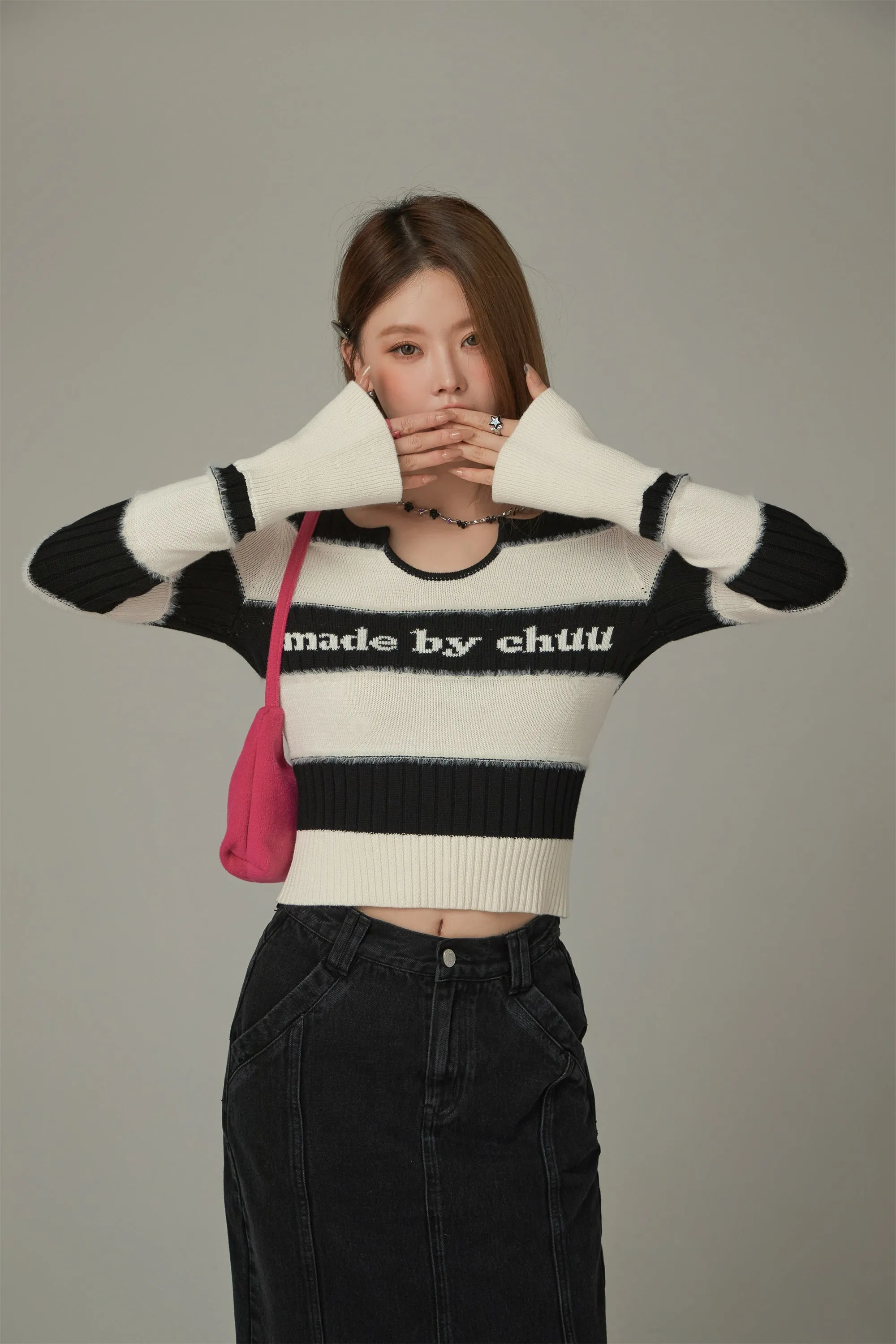 Logo Color Stripe Knit Sweater