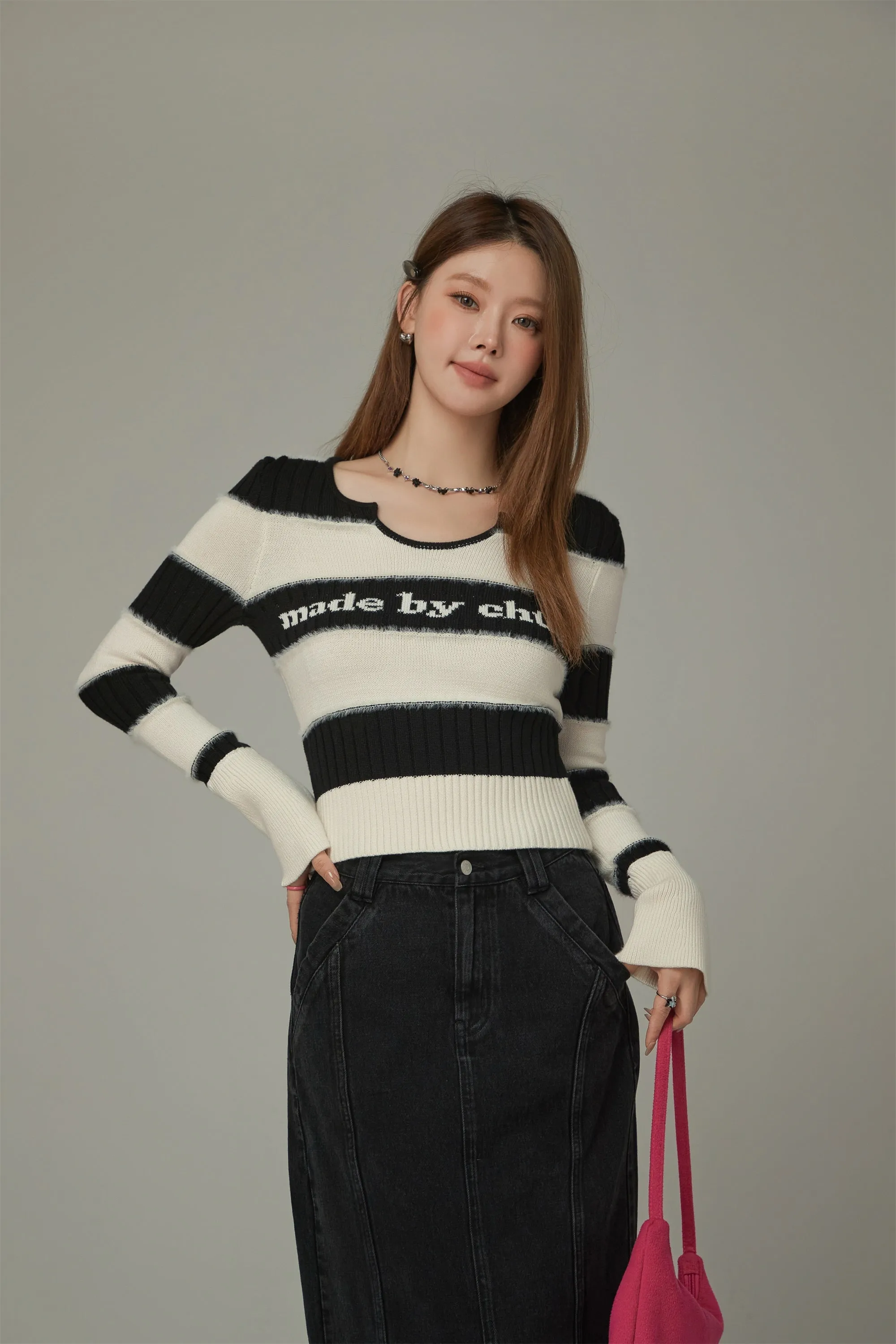 Logo Color Stripe Knit Sweater