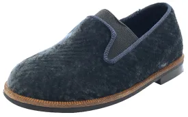 Luccini Boy's and Girl's Slip-On Smoking Loafer (Charcoal Espiga Velvet)