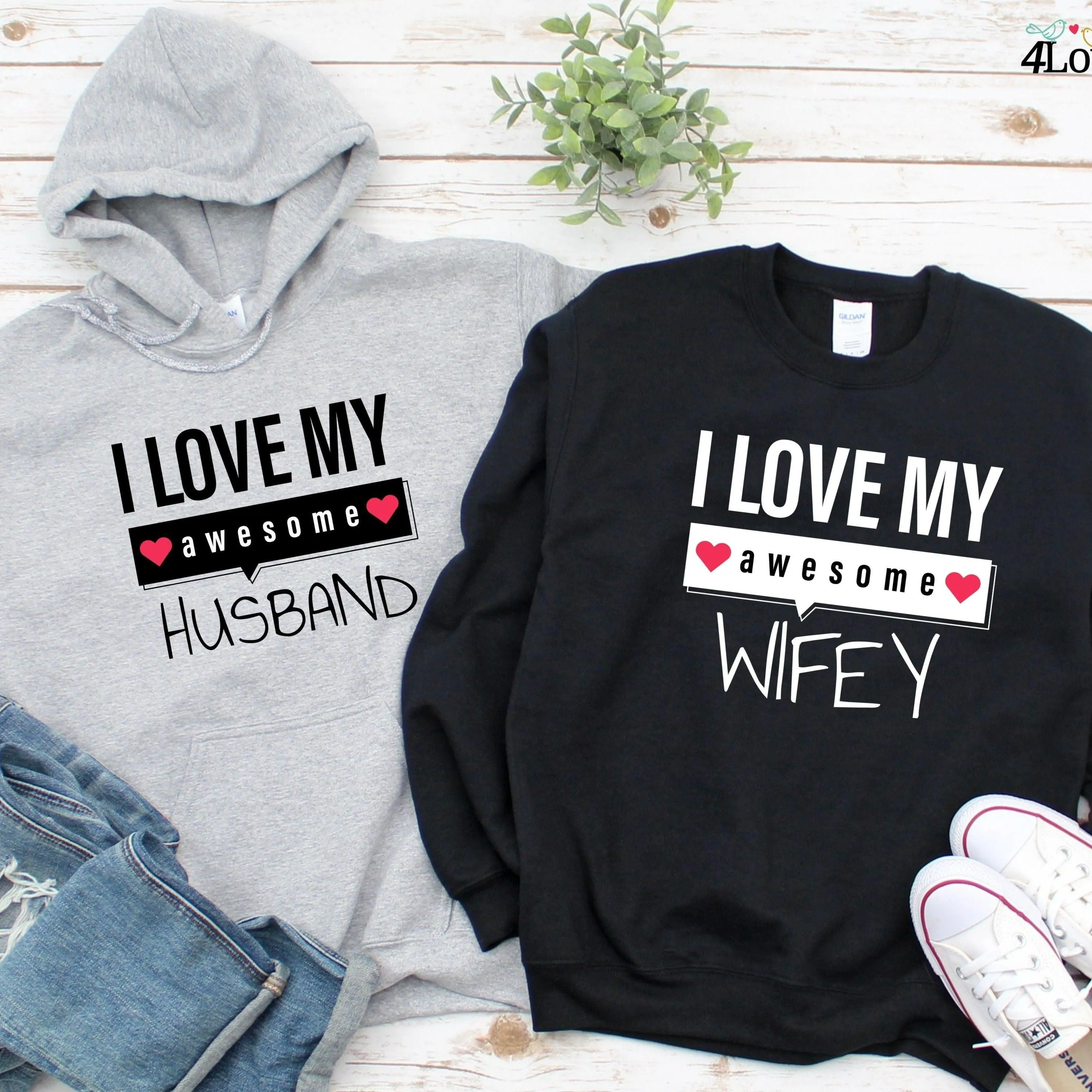 Matching Set: I Love My Awesome Husband/Wifey, Lovers Outfit, Gift for Couples, Valentine's Gift