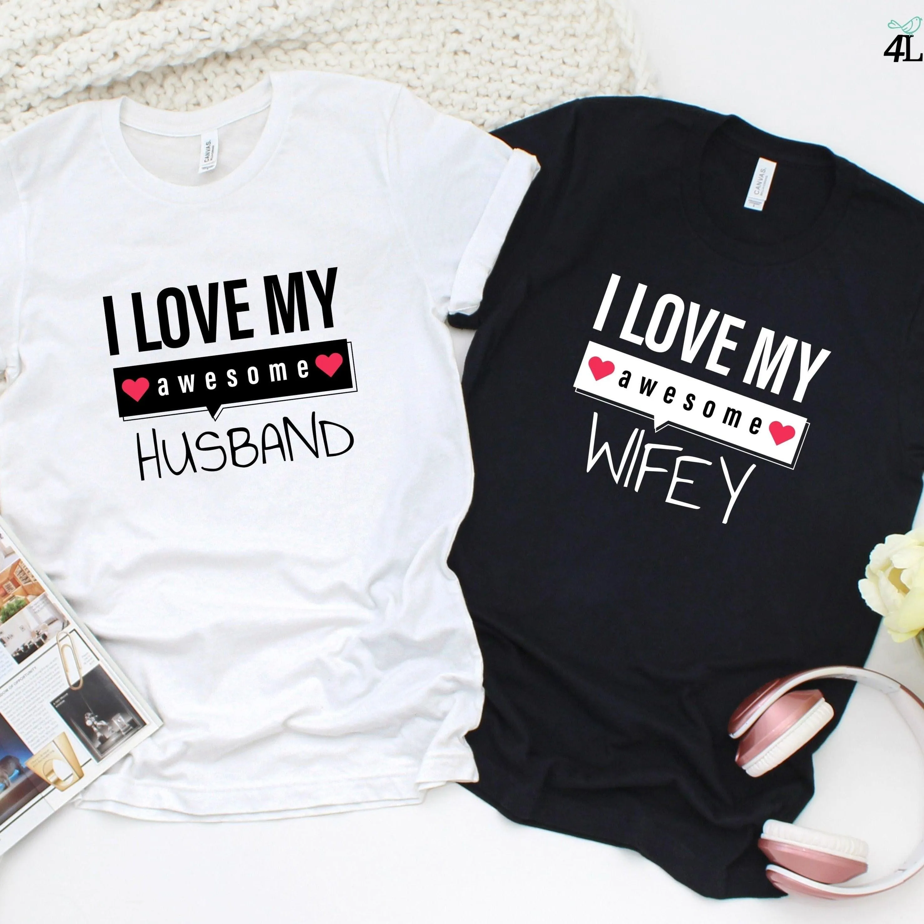 Matching Set: I Love My Awesome Husband/Wifey, Lovers Outfit, Gift for Couples, Valentine's Gift
