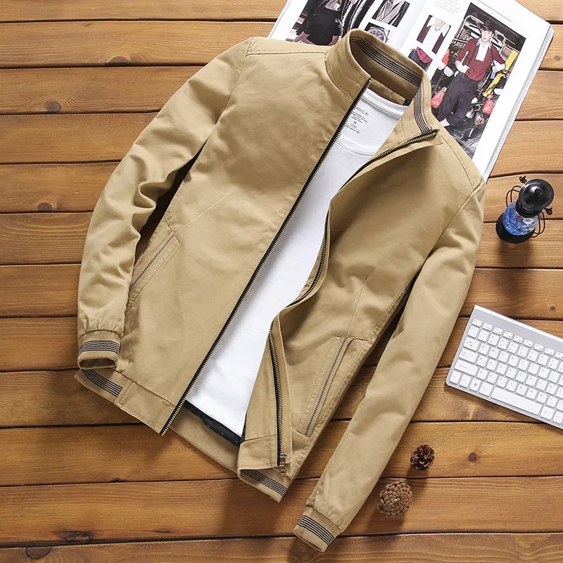 Men's jacket Fall and Autumn coat casual cotton jacket stand collar slim style