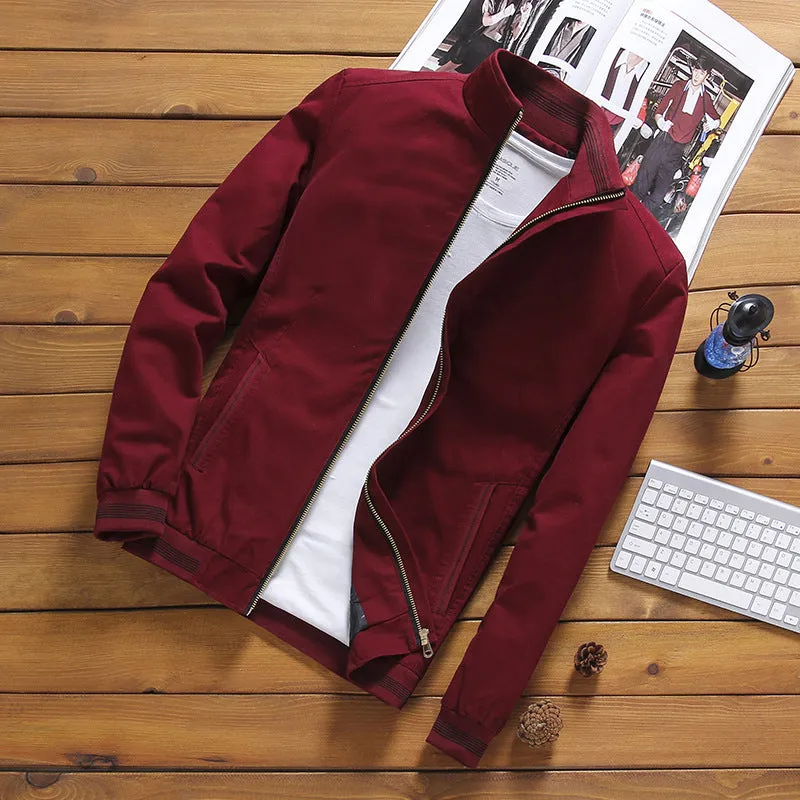Men's jacket Fall and Autumn coat casual cotton jacket stand collar slim style
