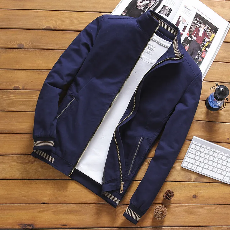 Men's jacket Fall and Autumn coat casual cotton jacket stand collar slim style