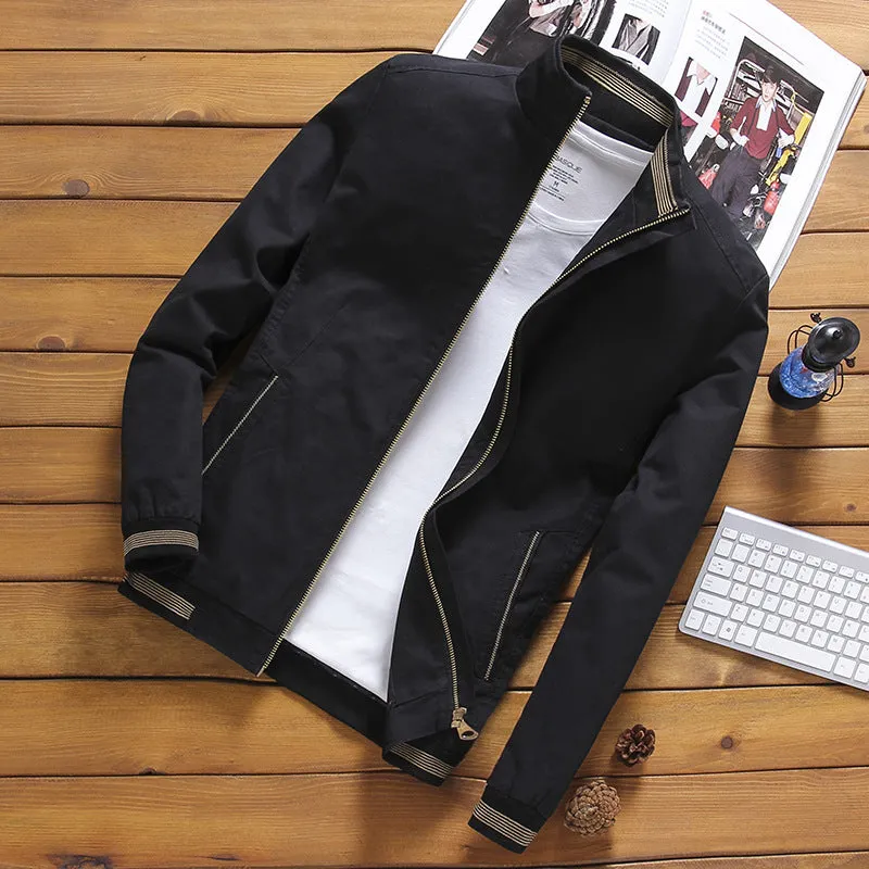 Men's jacket Fall and Autumn coat casual cotton jacket stand collar slim style