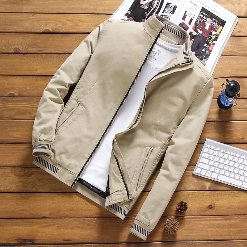 Men's jacket Fall and Autumn coat casual cotton jacket stand collar slim style