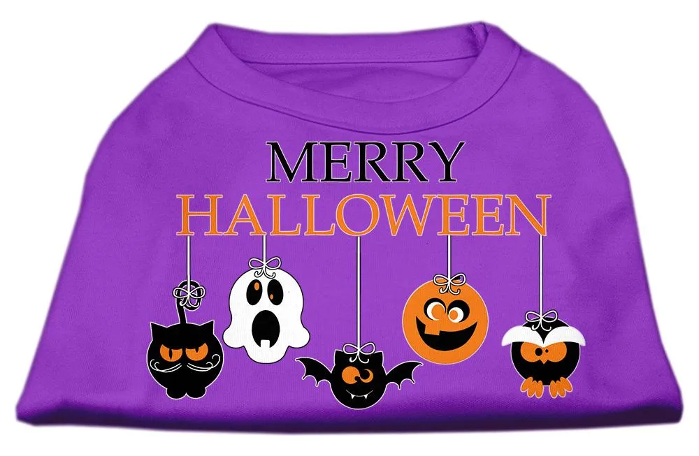 Merry Halloween Screen Print Dog Shirt Purple Lg (14)
