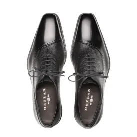 Mezlan Black Men's Dress Lace Up Shoes Two Tone Ostrich Calf Oxford 16409 Postdam