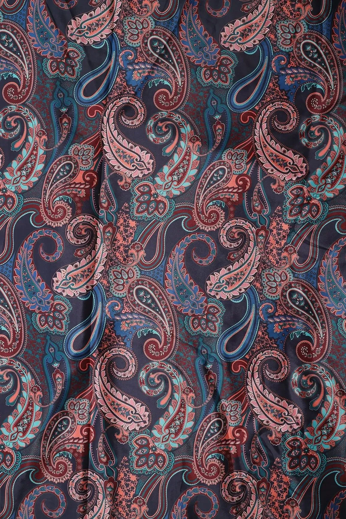 Multi Color Paisley Pattern Digital Print On French Crepe Fabric