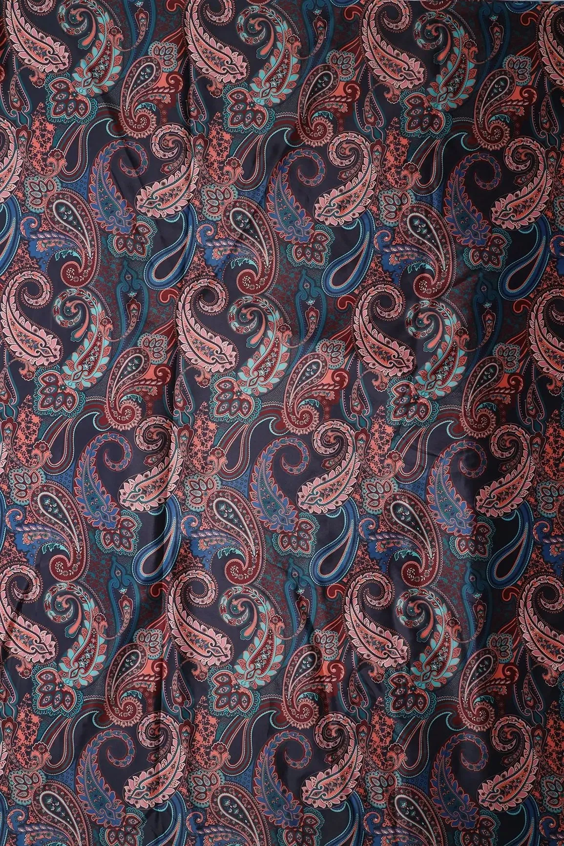 Multi Color Paisley Pattern Digital Print On French Crepe Fabric
