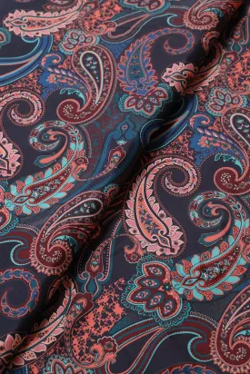 Multi Color Paisley Pattern Digital Print On French Crepe Fabric