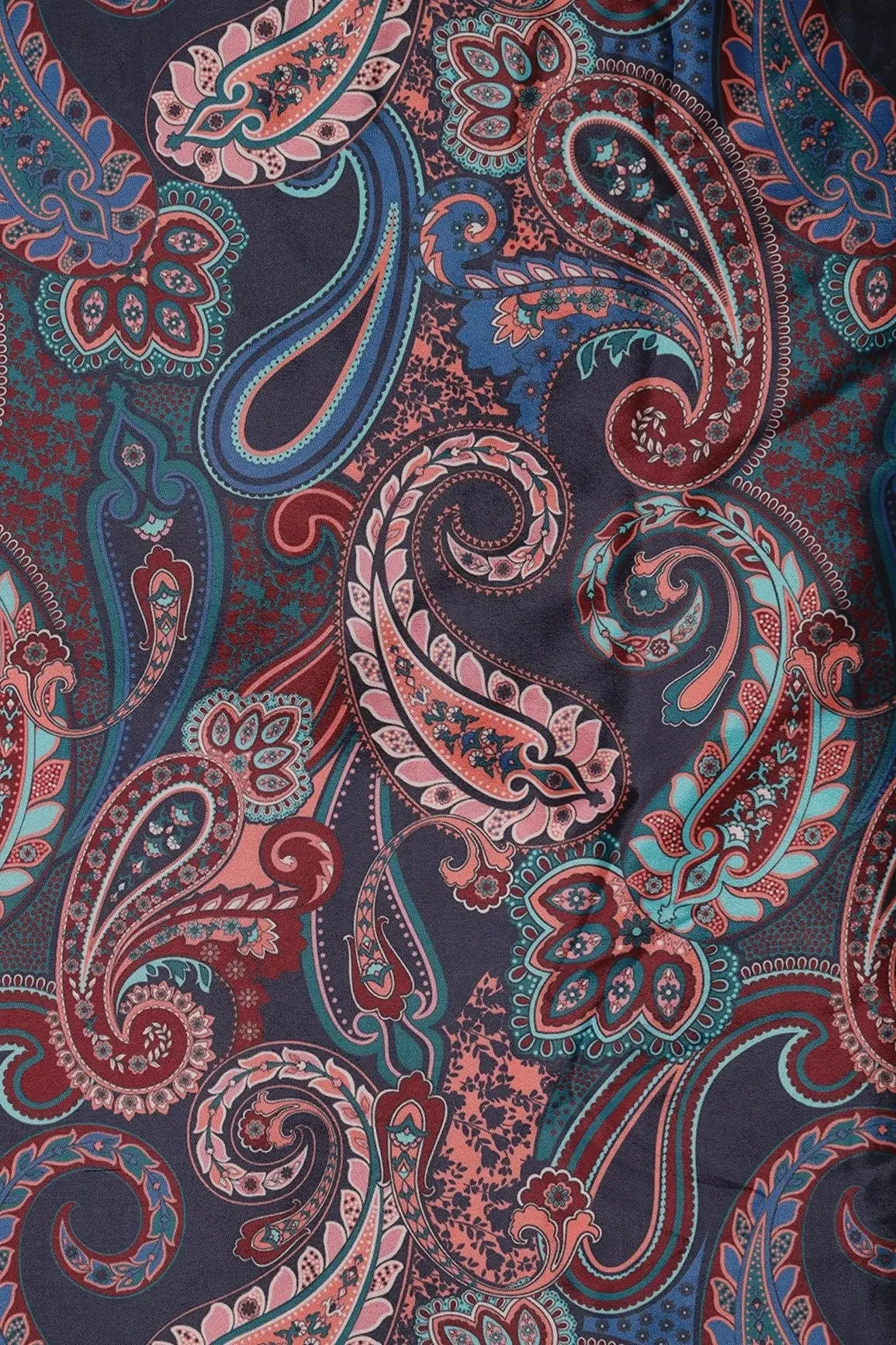 Multi Color Paisley Pattern Digital Print On French Crepe Fabric