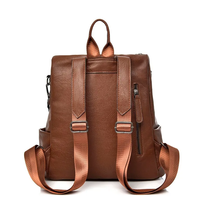 New Pu Leather Large Capacity And Multi-Function Casual Backpack