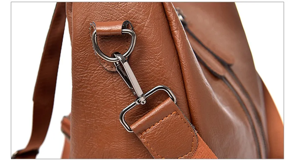 New Pu Leather Large Capacity And Multi-Function Casual Backpack