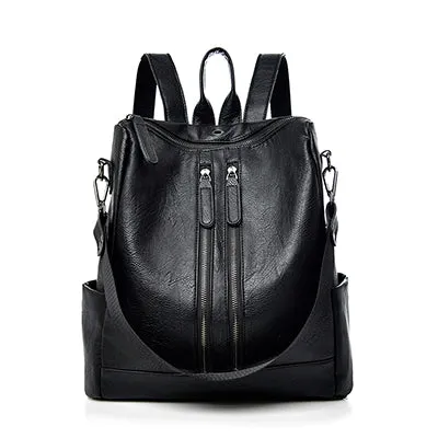 New Pu Leather Large Capacity And Multi-Function Casual Backpack